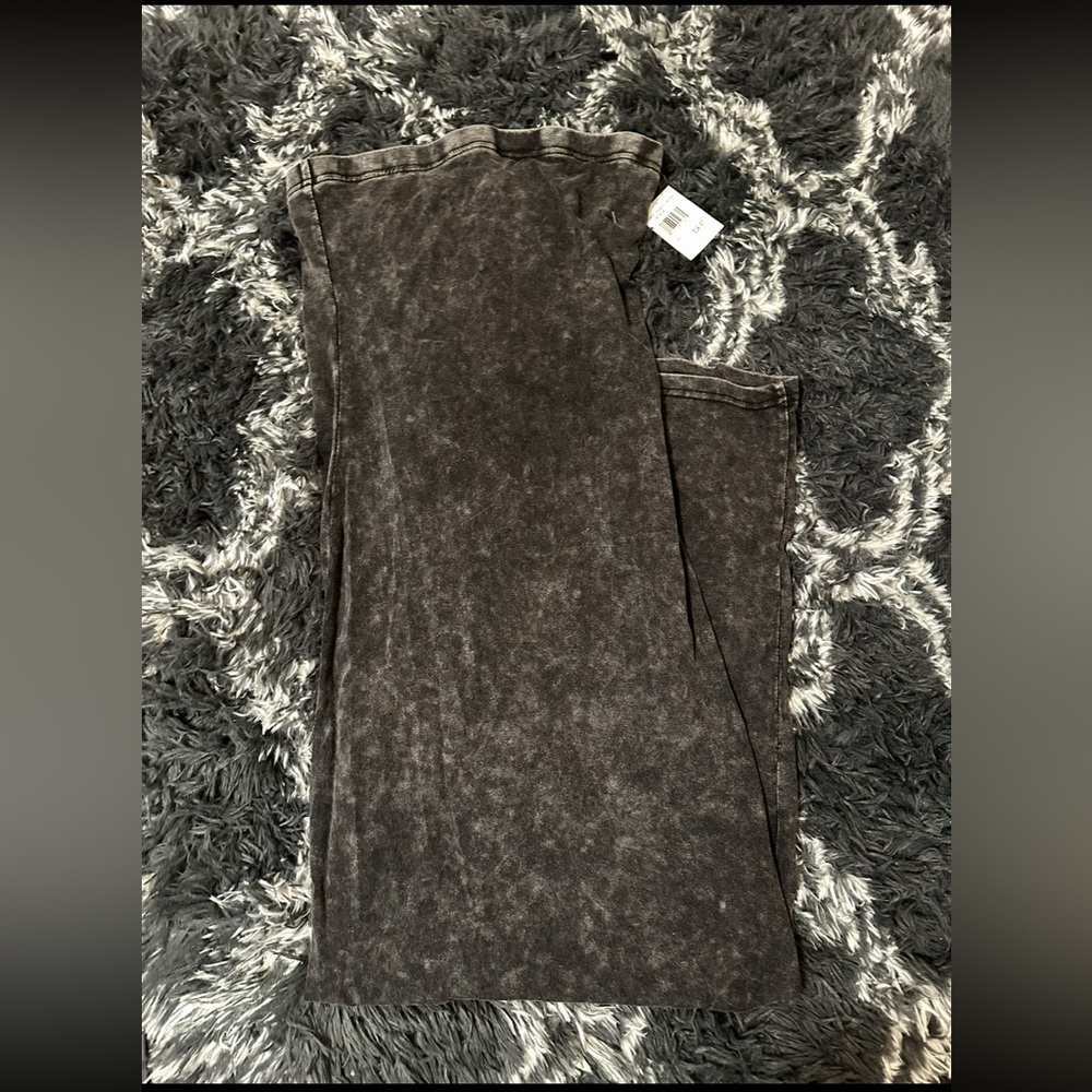 Black & Gray Acid Wash Tube Maxi Dress
